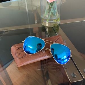 Polarized Blue Mirror/Gold Rim Ray Ban Aviator